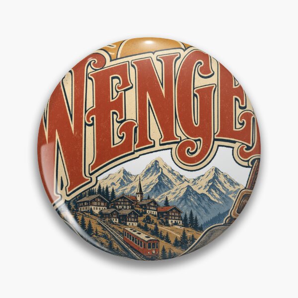 Item preview, Wengen Switzerland Vintage Hand Lettered Travel Emblem designed and sold by VisualArtsOasis.
