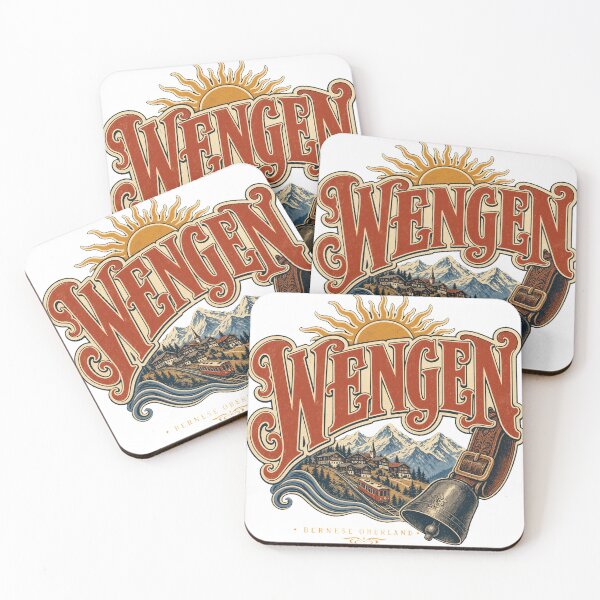 Item preview, Wengen Switzerland Vintage Hand Lettered Travel Emblem designed and sold by VisualArtsOasis.