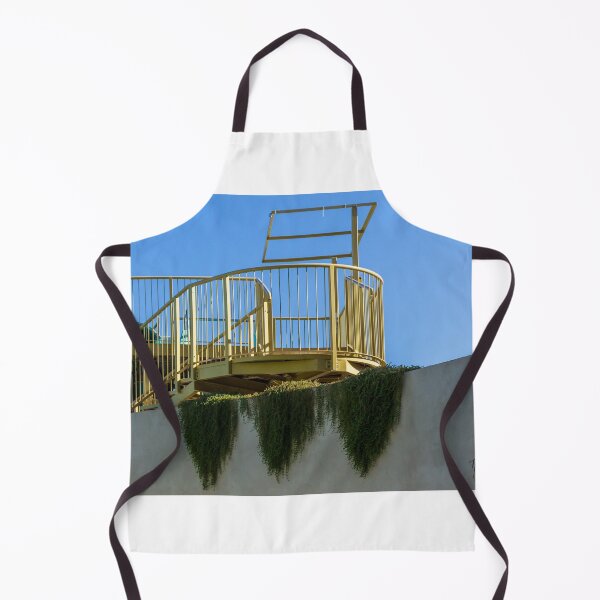 Item preview, Yellow Rooftop Observation Deck With Curved Railing and Hanging Ivy Against Blue Sky designed and sold by Nmallia.