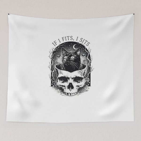Item preview, If I fit, I'll be sitting – cat in skull designed and sold by OH-MY-GOTH.