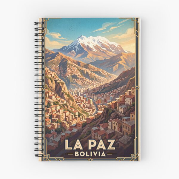 Item preview, La Paz Bolivia Vintage Travel Art – Mount Illimani & Andean Cityscape designed and sold by Bomax121.