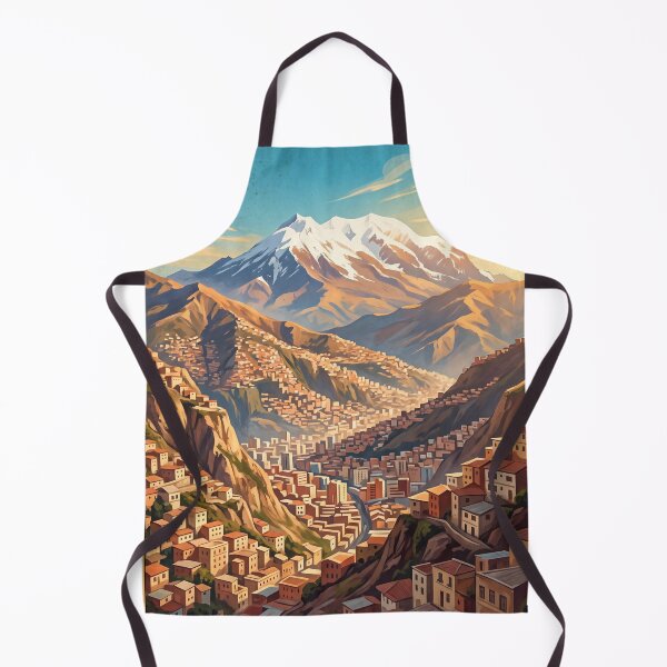 Item preview, La Paz Bolivia Vintage Travel Art – Mount Illimani & Andean Cityscape designed and sold by Bomax121.