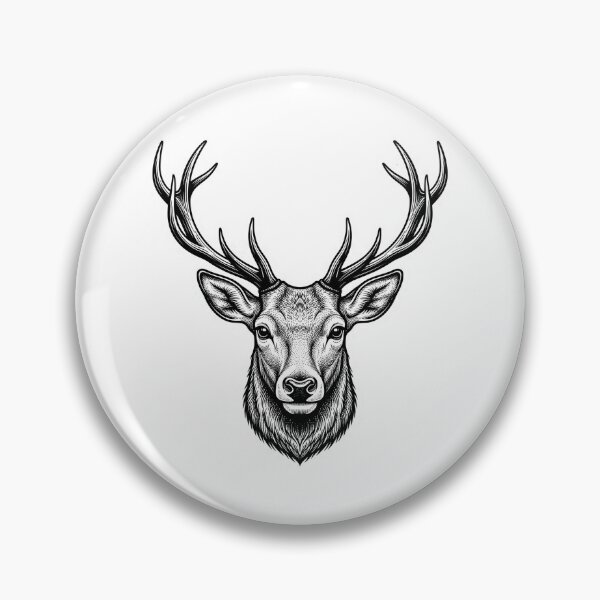 Item preview, Deer Sticker - Detailed Black and White Wildlife Illustration designed and sold by venus-st.