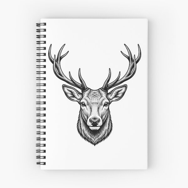 Item preview, Deer Sticker - Detailed Black and White Wildlife Illustration designed and sold by venus-st.