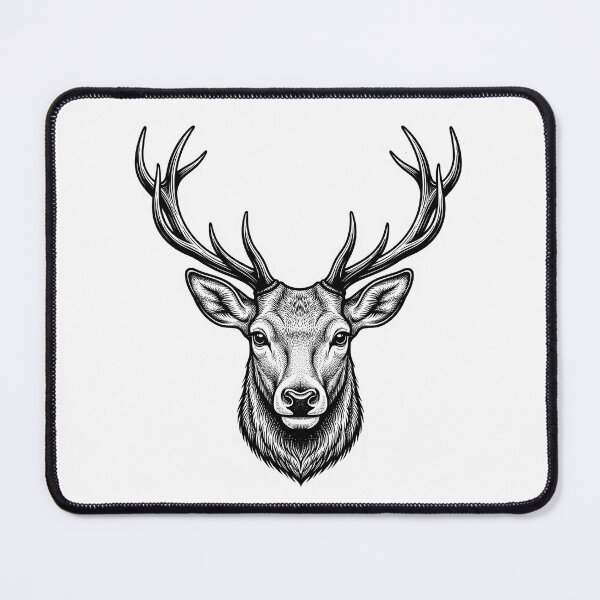 Item preview, Deer Sticker - Detailed Black and White Wildlife Illustration designed and sold by venus-st.