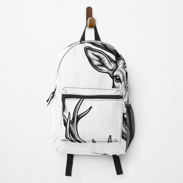 Item preview, Deer Sticker - Detailed Black and White Wildlife Illustration designed and sold by venus-st.