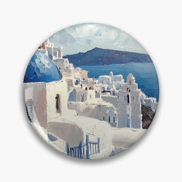 Item preview, Santorini Blue Dome Cliffside Village Art designed and sold by daila70.