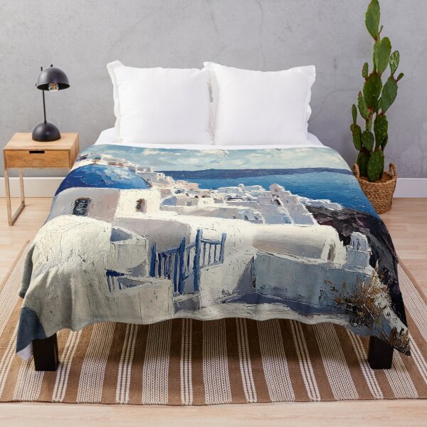 Item preview, Santorini Blue Dome Cliffside Village Art designed and sold by daila70.