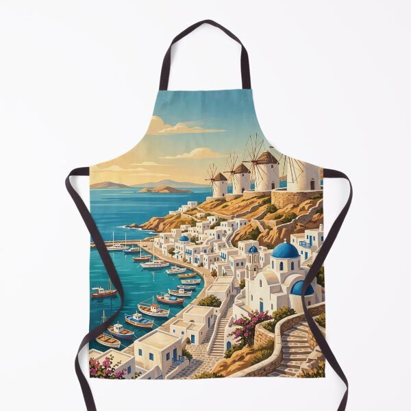 Item preview, Mykonos Greece Vintage Travel Art – Windmills, Little Venice & Aegean Coast designed and sold by Bomax121.