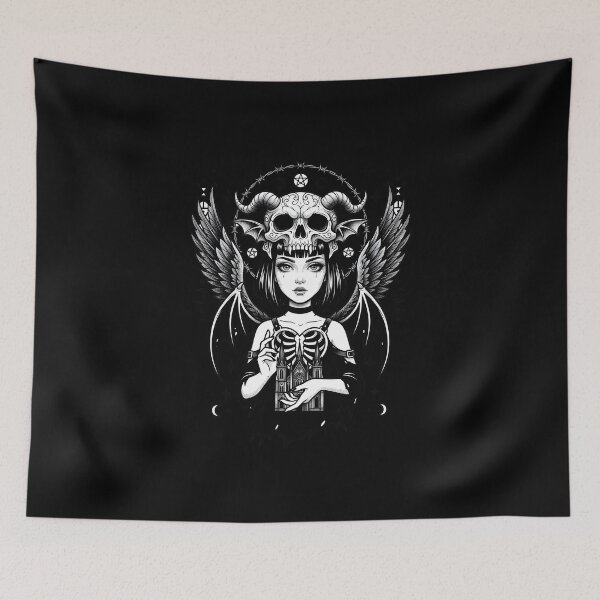 Item preview, Demon girl with skull crown designed and sold by OH-MY-GOTH.
