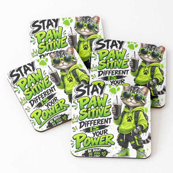 Item preview, Stay Pawsitive – Neon Green Street Cat Graffiti | Motivational Urban Graphic T-Shirt Design designed and sold by abdlhakim taoufik.