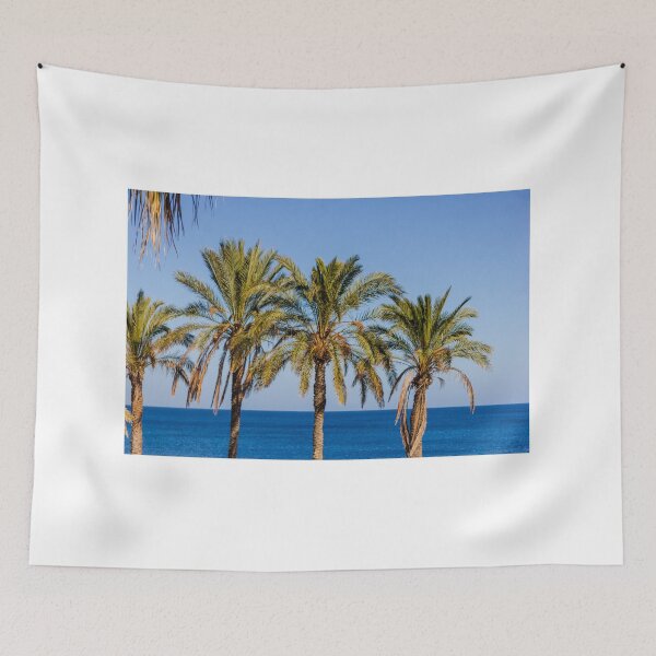 Item preview, Sunny Palm Trees Lining a Blue Mediterranean Sea Coastline on a Clear Summer Day designed and sold by Nmallia.