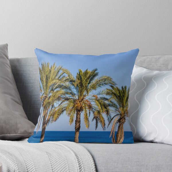 Item preview, Sunny Palm Trees Lining a Blue Mediterranean Sea Coastline on a Clear Summer Day designed and sold by Nmallia.