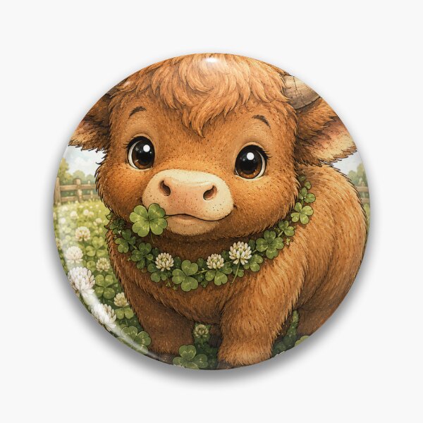 Item preview, Baby Highland Cow Clover Sticker designed and sold by InkPixell.