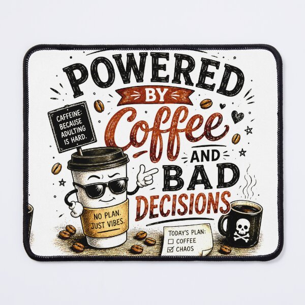 Item preview, Powered By Coffee And Bad Decisions | Funny Coffee Lover Graphic designed and sold by SlanPOD.