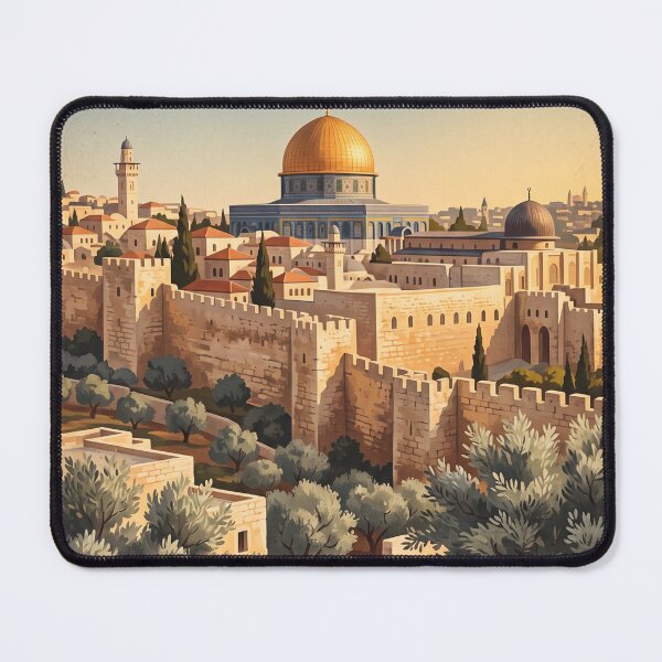 Item preview, Jerusalem Vintage Travel Art – Dome of the Rock & Old City Walls designed and sold by Bomax121.