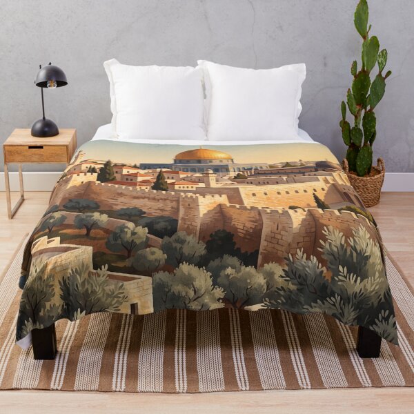 Item preview, Jerusalem Vintage Travel Art – Dome of the Rock & Old City Walls designed and sold by Bomax121.