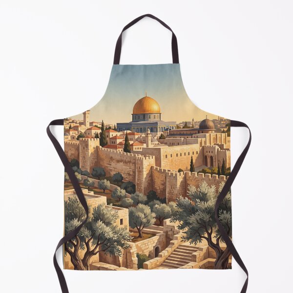 Item preview, Jerusalem Vintage Travel Art – Dome of the Rock & Old City Walls designed and sold by Bomax121.