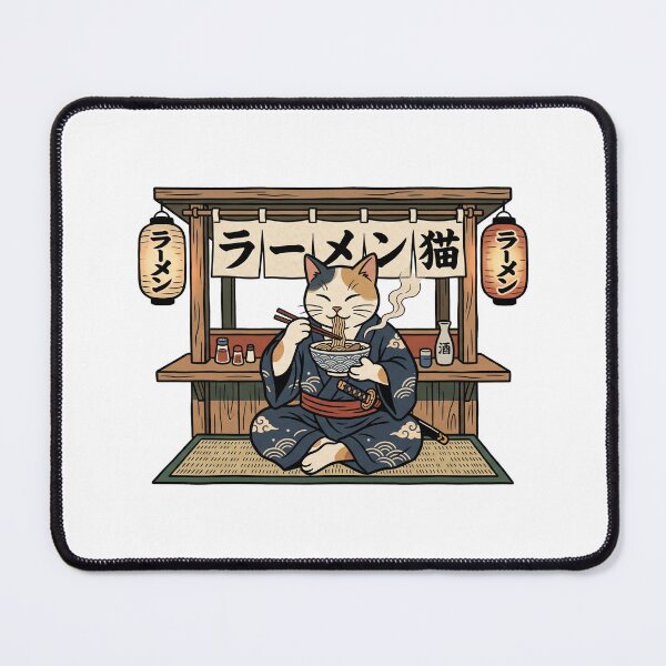 Item preview, Edo Samurai Cat Eating Ramen designed and sold by Thanabordee.
