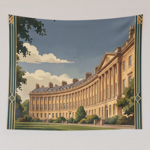 Item preview, Bath England Vintage Travel Art – Royal Crescent & Georgian Architecture designed and sold by Bomax121.