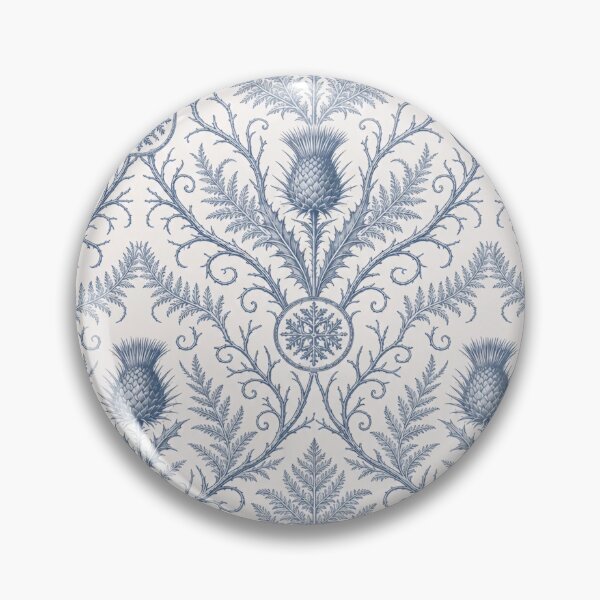 Item preview, Winter Thistle Damask Seamless Pattern | Frosted Botanical Wallpaper Slate Blue designed and sold by StickyGuys.