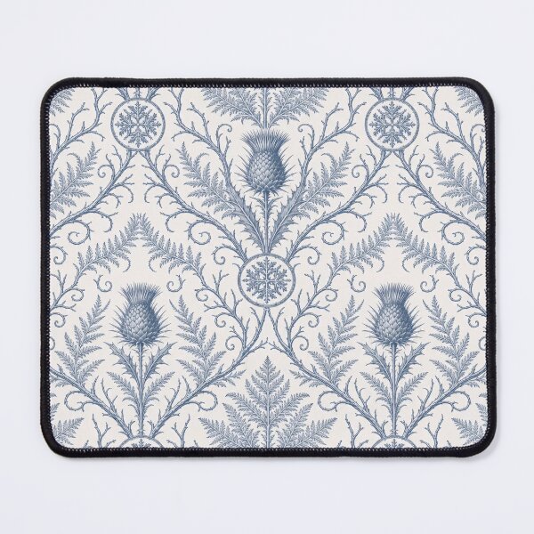 Item preview, Winter Thistle Damask Seamless Pattern | Frosted Botanical Wallpaper Slate Blue designed and sold by StickyGuys.