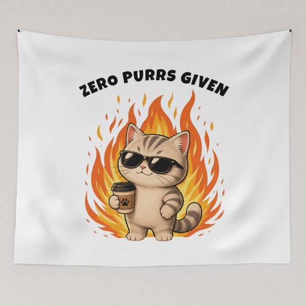 Item preview, Zero Purrs Given | Funny Cool Cat Humor designed and sold by Moochie Studios.