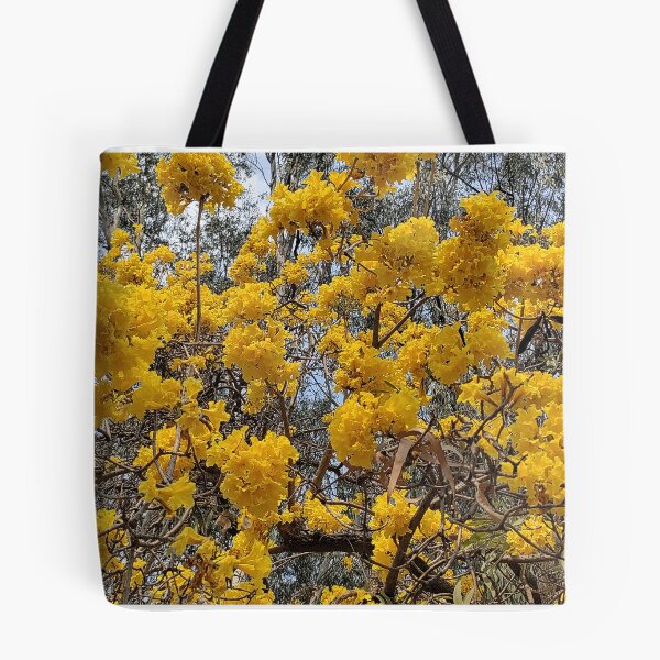 Item preview, yellow flowers on a tree in summer designed and sold by rareravings.