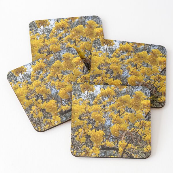 Item preview, yellow flowers on a tree in summer designed and sold by rareravings.