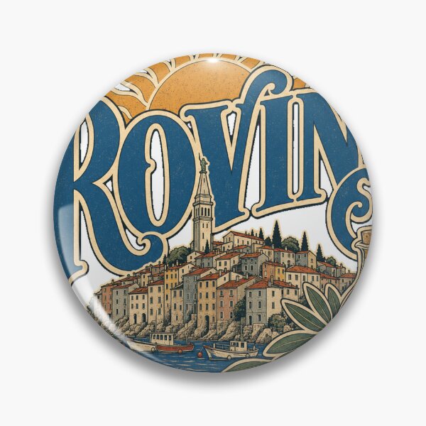 Item preview, Rovinj Croatia Vintage Type Emblem Travel Art designed and sold by VisualArtsOasis.