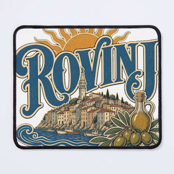 Item preview, Rovinj Croatia Vintage Type Emblem Travel Art designed and sold by VisualArtsOasis.