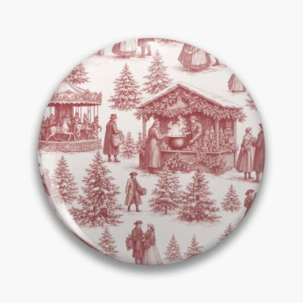 Item preview, Christmas Market Toile de Jouy Seamless Pattern | European Holiday Cranberry designed and sold by StickyGuys.