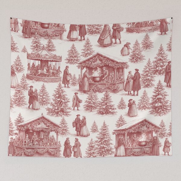 Item preview, Christmas Market Toile de Jouy Seamless Pattern | European Holiday Cranberry designed and sold by StickyGuys.