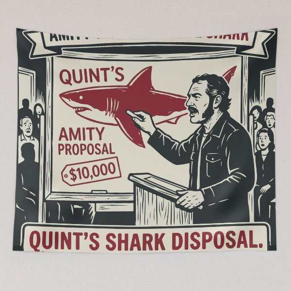 Item preview, Amity Town Hall Quints Shark Disposal Vintage Poster designed and sold by Brexmore3.