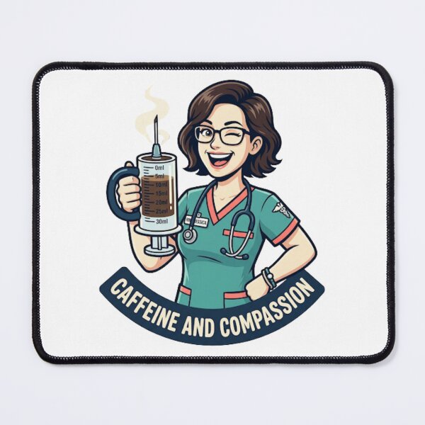 Item preview, Funny ER Nurse Coffee Syringe Mug Graphic Tee Design designed and sold by NeonNerd Studio.