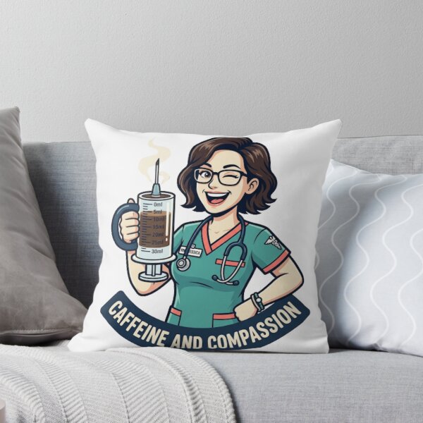 Item preview, Funny ER Nurse Coffee Syringe Mug Graphic Tee Design designed and sold by NeonNerd Studio.