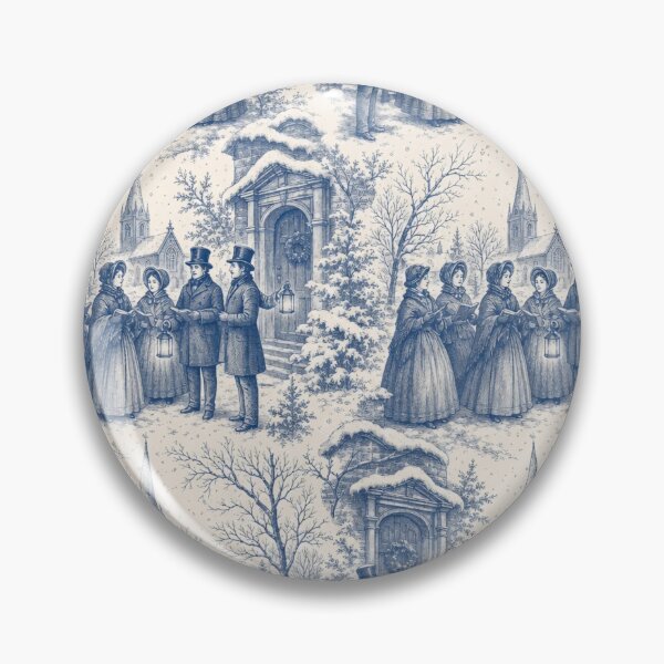 Item preview, Carol Singers Toile Seamless Pattern | Victorian Christmas Toile Midnight Blue designed and sold by StickyGuys.