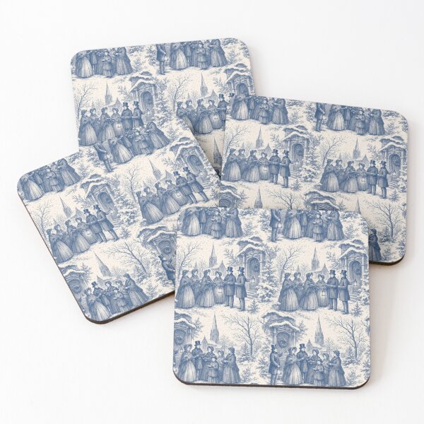 Item preview, Carol Singers Toile Seamless Pattern | Victorian Christmas Toile Midnight Blue designed and sold by StickyGuys.