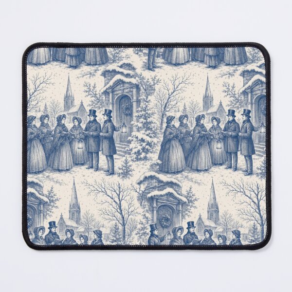 Item preview, Carol Singers Toile Seamless Pattern | Victorian Christmas Toile Midnight Blue designed and sold by StickyGuys.