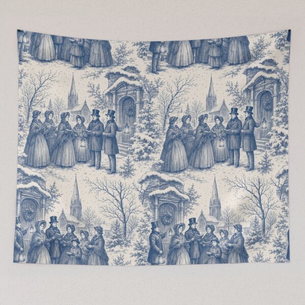Item preview, Carol Singers Toile Seamless Pattern | Victorian Christmas Toile Midnight Blue designed and sold by StickyGuys.