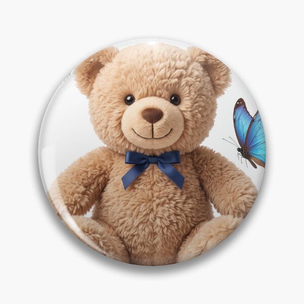 Item preview, Fluffy Teddy Bear with Monarch and Blue Morpho Butterflies designed and sold by KaleeDesigns.