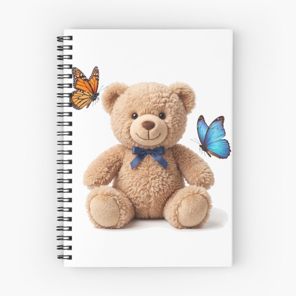 Item preview, Fluffy Teddy Bear with Monarch and Blue Morpho Butterflies designed and sold by KaleeDesigns.