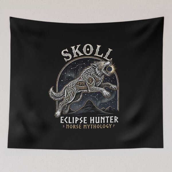 Item preview, Skoll Eclipse Hunter – Norse Mythology Wolf Chasing the Sun designed and sold by GaflariDesign.