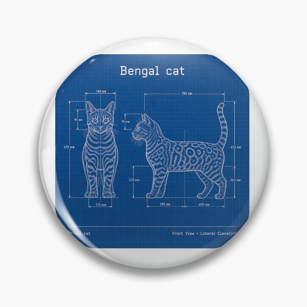 Item preview, Bengal Cat Blueprint – Technical Cat Illustration designed and sold by Bengoer18.
