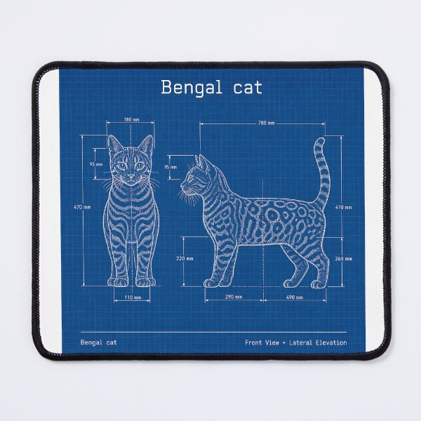 Item preview, Bengal Cat Blueprint – Technical Cat Illustration designed and sold by Bengoer18.