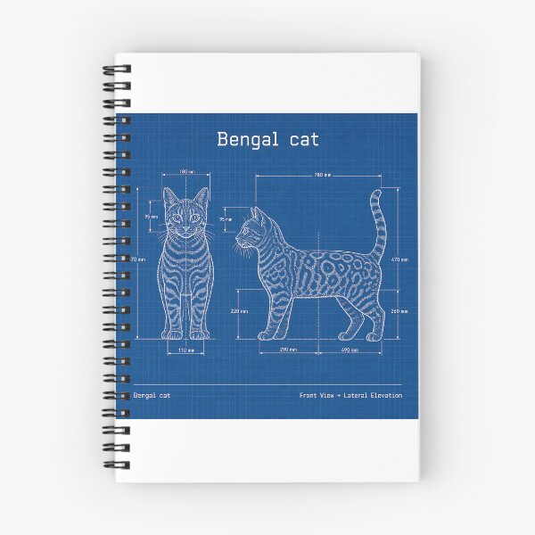 Item preview, Bengal Cat Blueprint – Technical Cat Illustration designed and sold by Bengoer18.