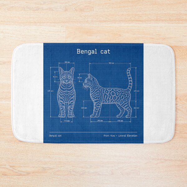 Item preview, Bengal Cat Blueprint – Technical Cat Illustration designed and sold by Bengoer18.