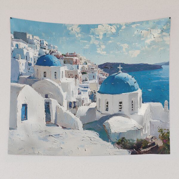 Item preview, Santorini Oia Whitewashed Village Coastal Art designed and sold by daila70.