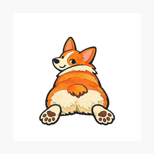 Item preview, Splooting Corgi Fluffy Butt and Back Paws designed and sold by eignvalue.