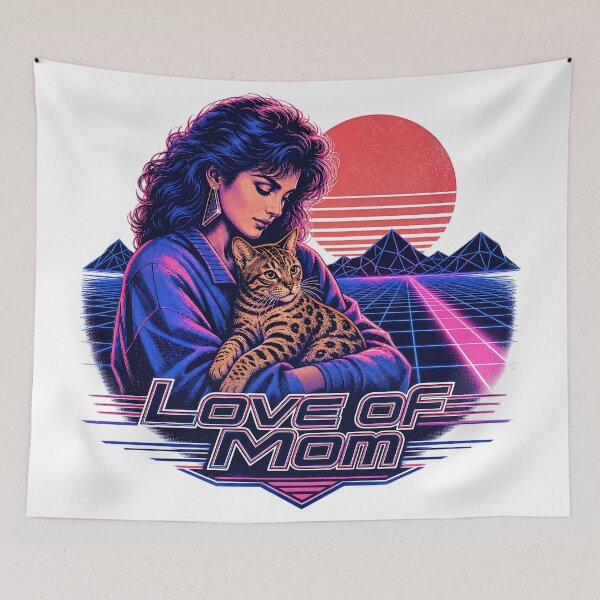 Item preview, Love of Mom – 80s Retro Synthwave Bengal Cat designed and sold by Bengoer18.